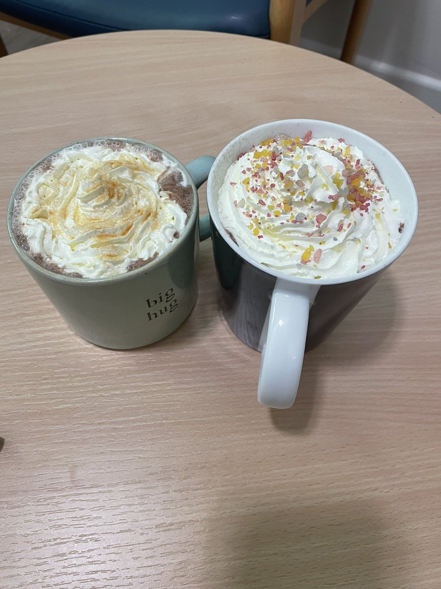 Posh hot chocolates made for patients by one of our HCA’s #hotchocolate #mentalhealth #supporting #activities
