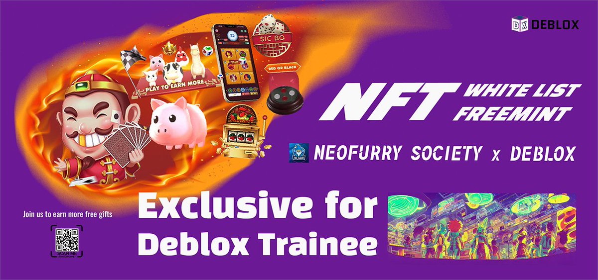 🐱 NEOFURRY SOCIETY x Deblox (Exclusive for Deblox Trainee)
WLof AI NFTs with the theme of "Furui" made by famous artist @Artist3YeHe 555 supply
🎁 3 X WL #FREEMINT
-Follow <a href="/Debloxio/">Deblox.io</a> &amp; @NeoFurryNFT &amp; @Artist3YeHe &amp; <a href="/CKQu666/">kunkun CC</a>
-Tag 3fens
-♥️ &amp; RT
-Join DC 
#NFTs #Crypto #NFTGiveaway