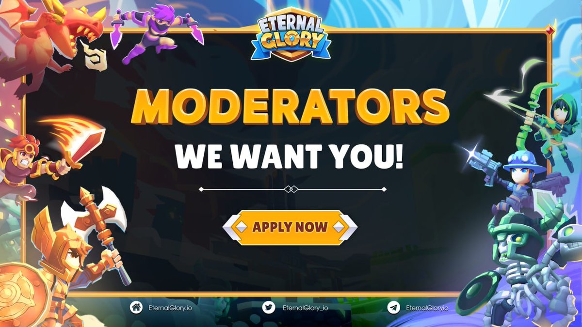 EternalGlory_io's tweet photo. 🔎 Moderators Application Opened
👉 Form: https://t.co/eHt2PkBj41
🔥 For the first time ever, we officially announce that we are looking for individuals who can help us grow, moderate, and actively contribute to the Eternal Glory Communities.
#EternalGlory #TestnetPhase1 https://t.co/5MOGyJ4re2