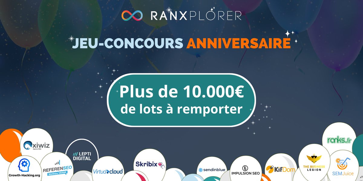 ranxplorer's tweet image. 📢Jeu Concours #Anniversaire #6ans_Ranxplorer ✨
🎁 Plus de 1⃣0⃣.0⃣0⃣0⃣ € de lots à remporter !
👉Tentez votre chance sur : concours.ranxplorer.com jusqu&apos;au 27 octobre