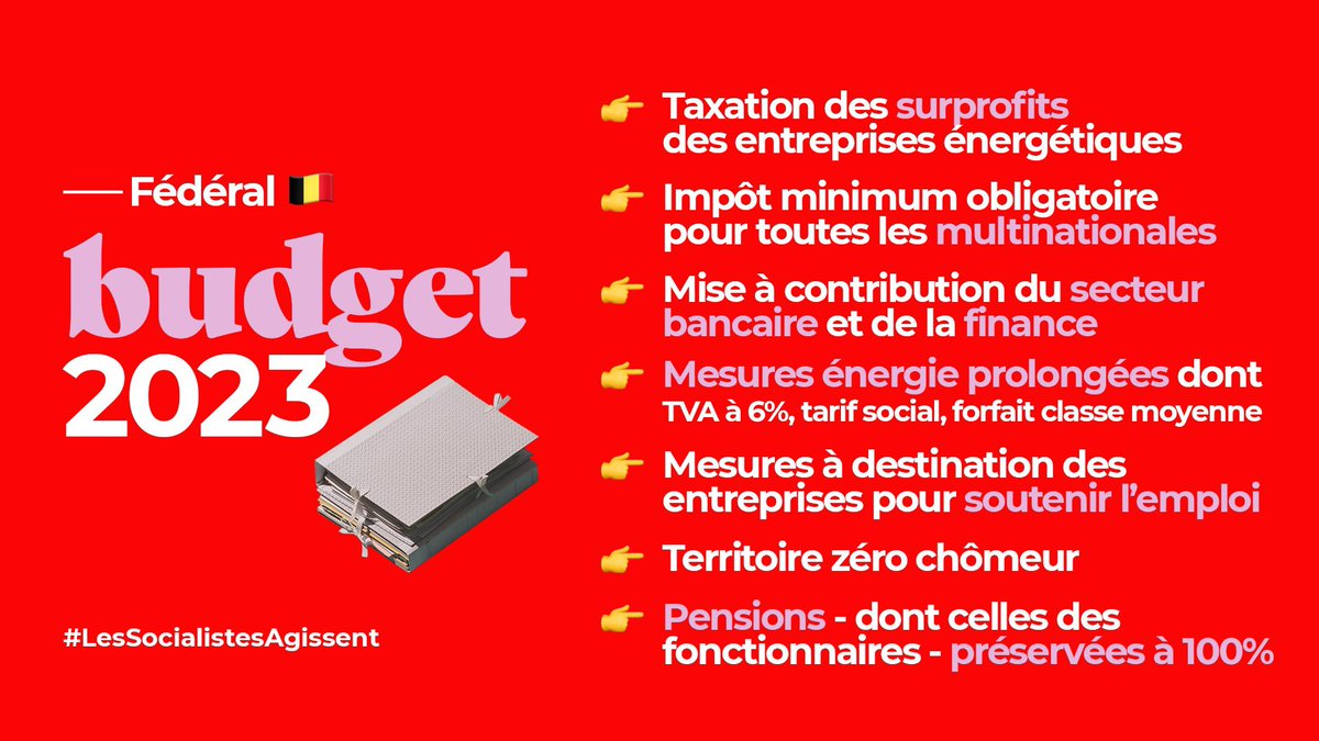 Le Gouvernement fédéral a bouclé son budget 2023 ! 👍 <a href="/PYDermagne/">Pierre-Yves Dermagne</a> <a href="/karinelalieux/">Karine Lalieux</a> <a href="/DedonderLudivin/">Ludivine Dedonder</a> <a href="/ThomasDermine/">Thomas Dermine</a> #LesSocialistesAgissent