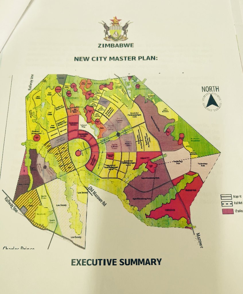 cleansheet1234's tweet photo. Zimbabwe is building a New Capital City. It straddles Mazoe and Zvimba,lt will have:
-Parliament 
-State House 
-Diplomatic Zone
-Govt District 
-Cyber City and City Centre 
-Smart Mobility(Interchanges and modern transport systems)
-Apartments Recreational Parks
#ED works https://t.co/RvqhPhfRzB