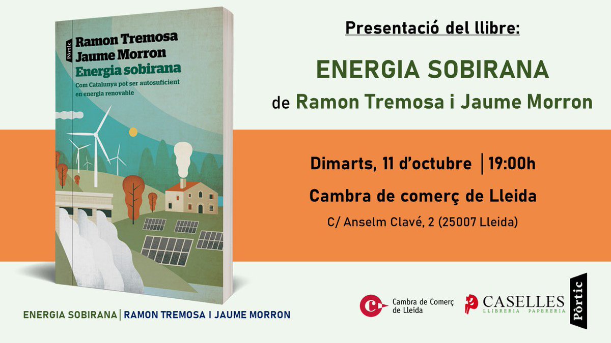Avui a #Lleida presentem el llibre #EnergiaSobirana a la Cambra de Comerç (19h). Llibreria <a href="/CasellesLleida/">Llibreria Caselles</a> <a href="/dialecsost/">Jaume Morron i Estradé 🐐🇺🇦🇩🇰🇮🇸🇸🇪🇫🇮🇳🇱</a>