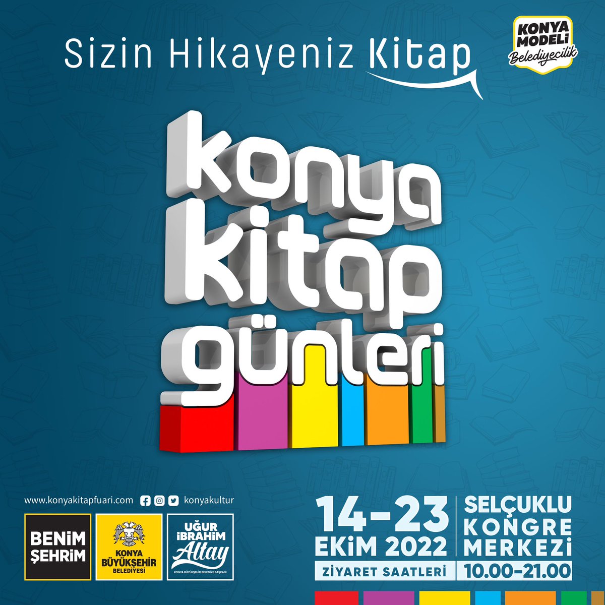 Kitaplarla dolu günler başlıyor ...
📚 Milyonlarca Kitap 📖 Seçkin Yüzlerce Yayınevi 🖊 Yazarlar ve İmza Günleri🎤 Konferans ve Seminerler 🏃‍♂️🏆Atölyeler ve Yarışmalar🎶🎬Yüzlerce Etkinlik 
#sizinhikayenizkitap#konya#benimşehrim#konyakitapgünleri
