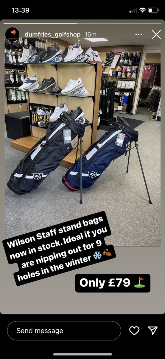 Great little bag for the winter - can hold a full set and all the gear - Pro’s advice play a half set explore &amp; leave trolley at home  helps save the course &amp; enjoy the exercise #Wilson#Winter <a href="/Thecountygolf/">Dumfries & County Golf Club</a>