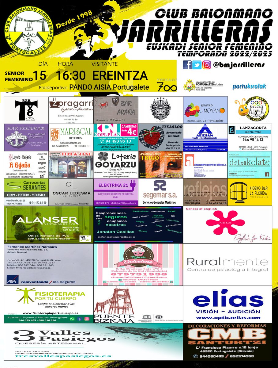 Próxima jornada <a href="/bmjarrilleras/">Club Balonmano Jarrilleras</a> 🆚 <a href="/ereintzaEB/">Ereintza Eskubaloia</a>