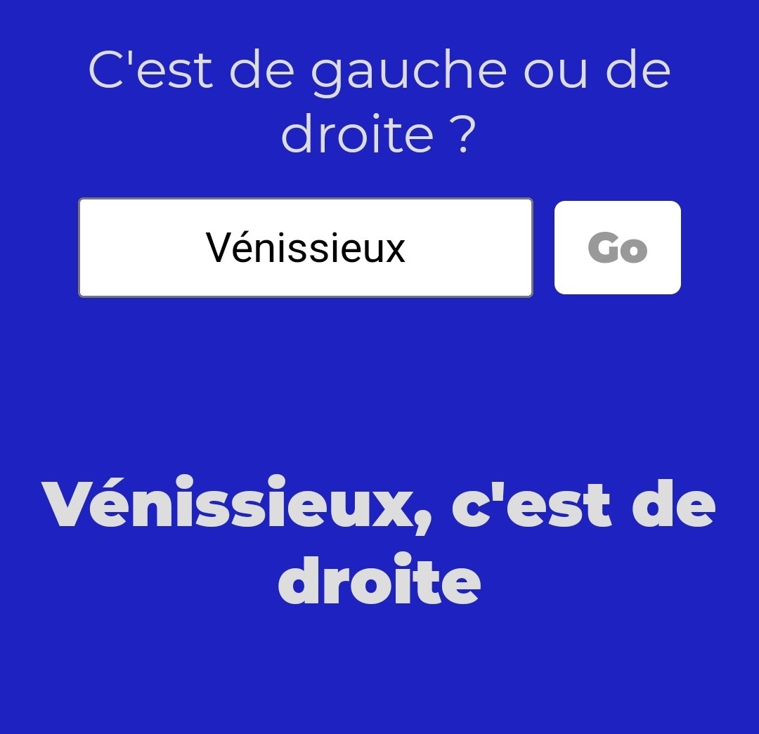 Donc le #poulpe c'est de #gauche et #Vénissieux serait de #droite 
Je crois que cette application a encore besoin de rodage... 😅