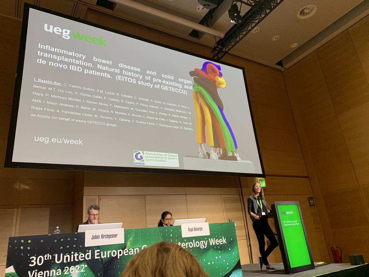 Oral presentation in <a href="/my_ueg/">United European Gastroenterology</a> of <a href="/IriaBaston/">Iria</a> from <a href="/gastrochus/">Gastro SANTIAGO</a> presenting an amaizing research from young <a href="/geteccu/">GETECCU</a> “EITOS study. IBD in solid organ transplantation” Very proud of Iri 
Thanks to the 31 Hospitals colaborators
Soon we will have the paper! #SomosGETECCU
