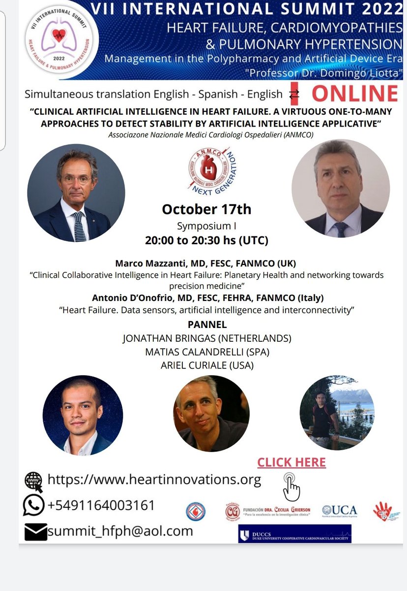 VII International Sumit Heart failure, Cardiomyopathies and pulmonary hypertension.

Clinical AI in Heart failure.