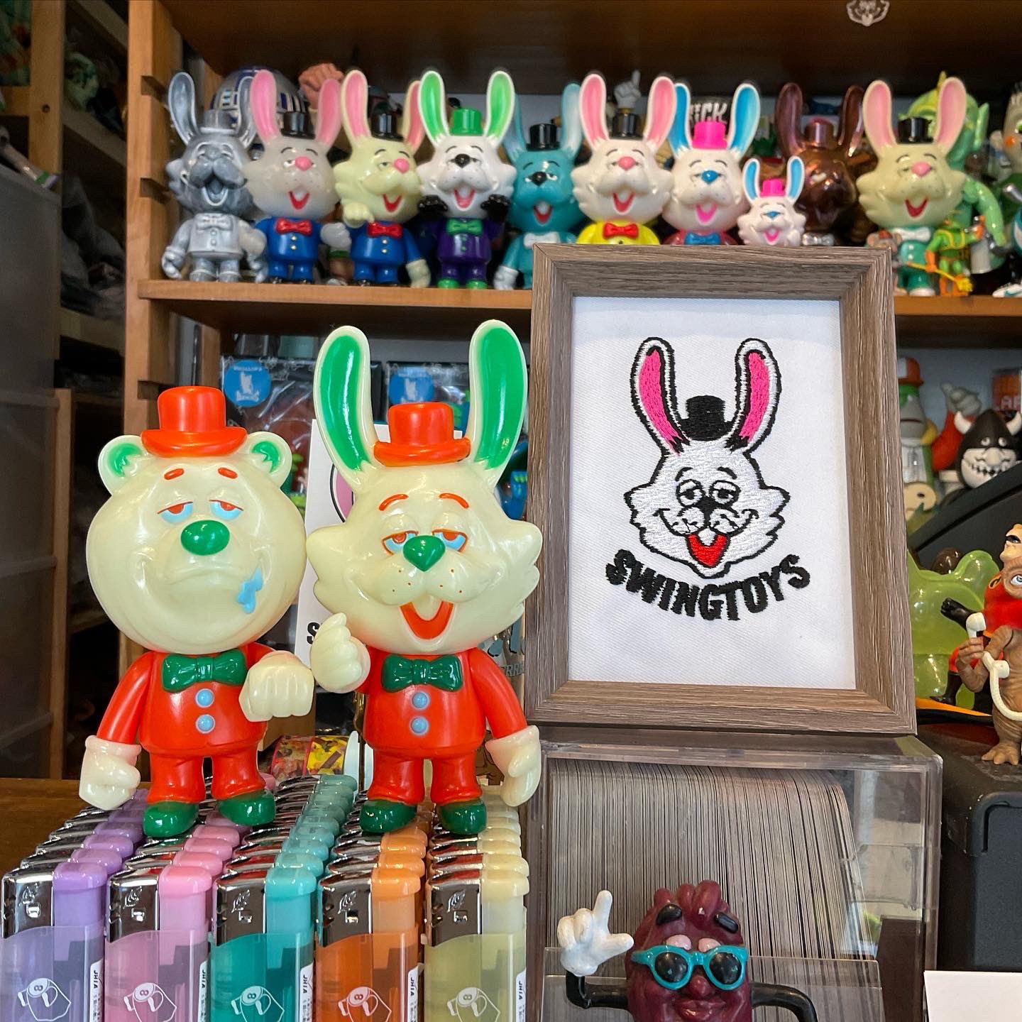 ブラウン×ピンク SWINGTOYS BIG SWING BUNNY かっこわらい雑貨店塗装