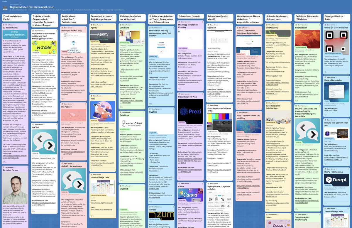 Kennt ihr schon dieses umfangreiche Paflet zu Digitale  Medien zum Lernen und Lehren?

➡️ padlet.com/steve_kenner/d…

#twlz