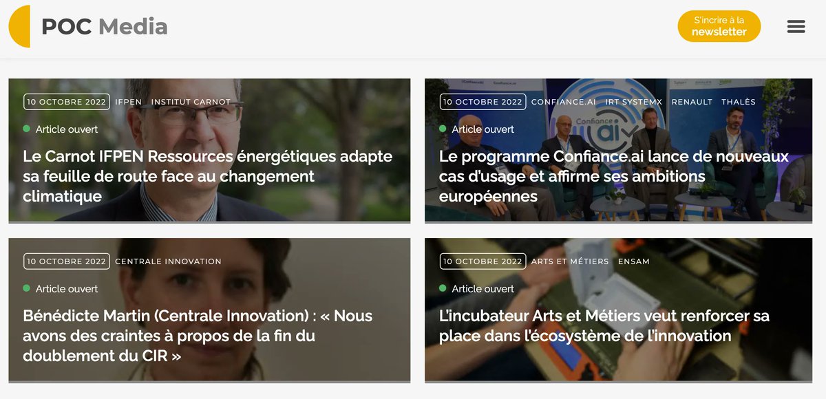 POCMediaNews's tweet photo. L'actualité #techtransfert au sommaire de @POCMediaNews ce mardi : le Carnot @IFPENinnovation Ressources énergétiques s'adapte face aux crises / @ConfianceAI affirme ses ambitions 🇪🇺 / l'incubateur @ArtsetMetiers_ veut renforcer sa visibilité : https://t.co/1sDAnQm9sD https://t.co/YEWtcsB5xb