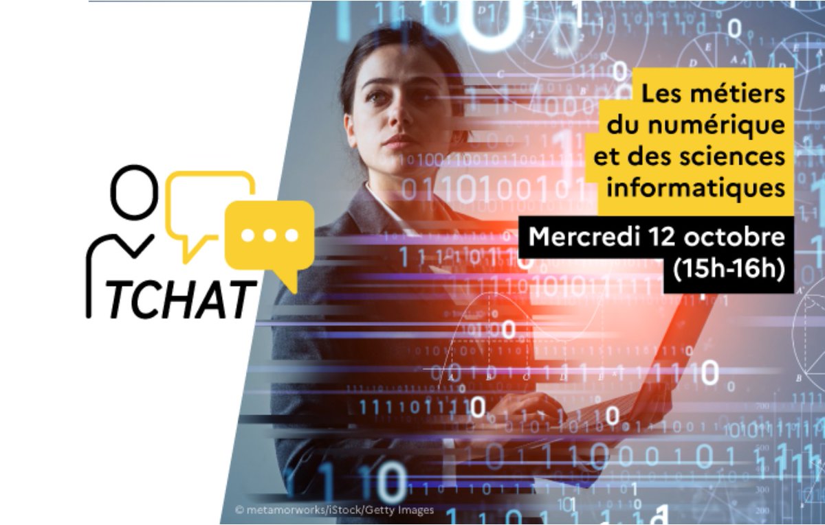 📆 À ne pas manquer ! 🚨
Le tchat #orientation <a href="/onisep/">Onisep</a> sur les métiers du #numérique et des sciences informatiques c'est demain mercredi 12 octobre à 15 heures tapantes ⏰
On y sera, et vous ? 😉 
onisep.fr/tchats
