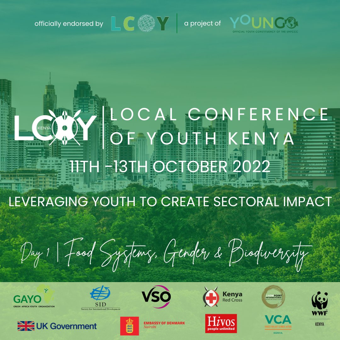 GreenTideGlobal's tweet photo. As we kick start #LCOYKe Day 1, we are looking forward to conversations around Food Systems, Gender and Biodiversity as we look at capacity building, policy deep dives and youths call to action!

Register and  be part of this conversation at #LCOYKe 2022
https://t.co/2p30xUwPq4… https://t.co/OtbgMqnxCx
