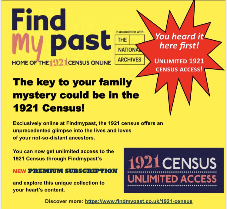 The #1921Census is moving from a pay-per-view to subscription model! @findmypast @UkNatArchives #FamilyHistory