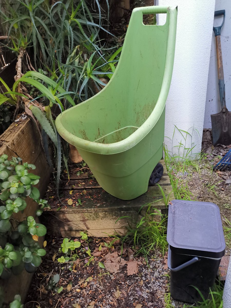 blochert's tweet image. Ooh, two more, (with the talk of collecting for the bigger bin) the little gardening wheelie bin to take up the hill to the big FOGO bin and the dog poo bin!