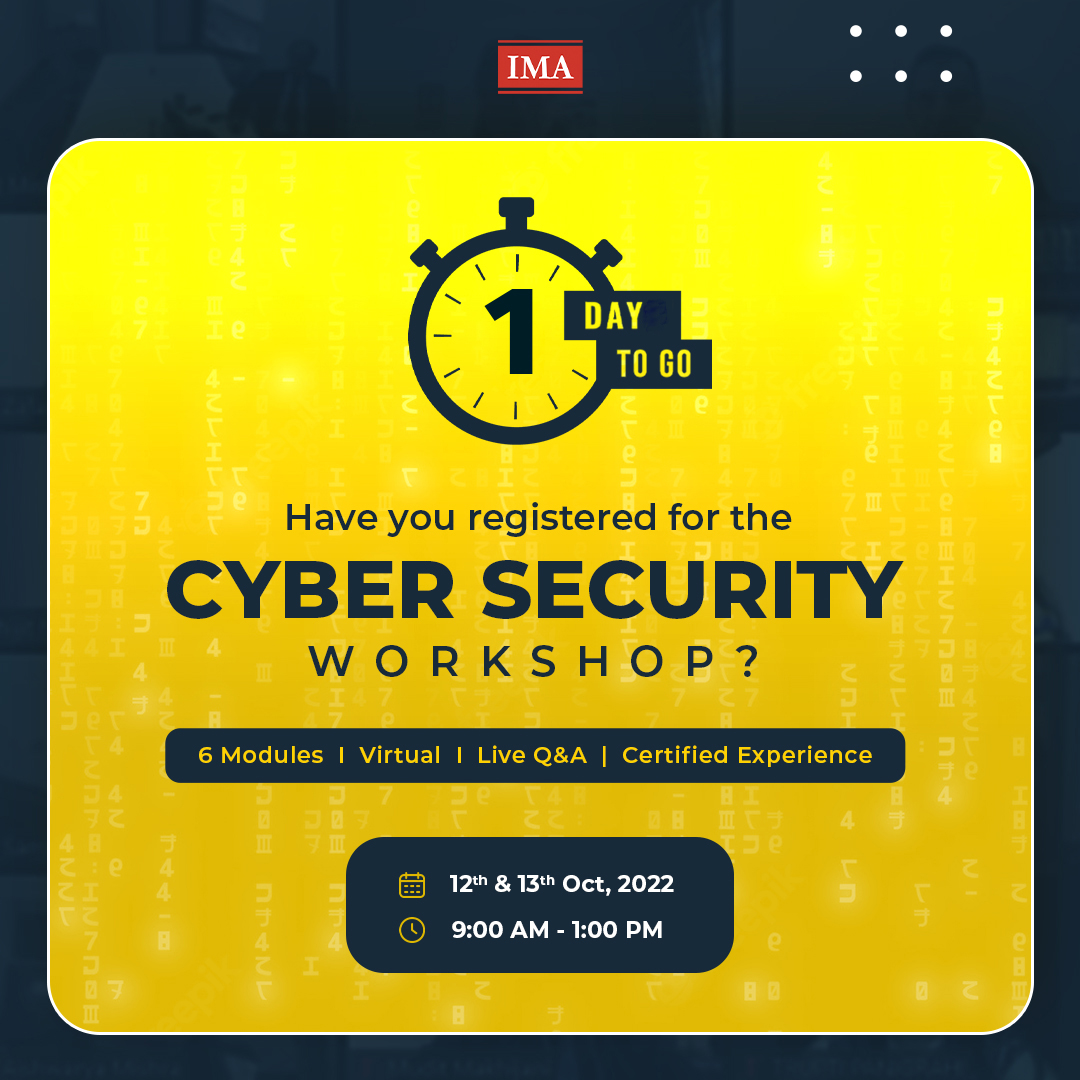 imainsight's tweet photo. IMA’s Cyber security Workshop is just around the corner. Join us for a 2-day online workshop that will cover various aspects of corporate and personal cyber security, and provide an in-depth understanding of the cyber security policy landscape. Register: https://t.co/ZHhrzlX7vN https://t.co/42UaL7HxdT