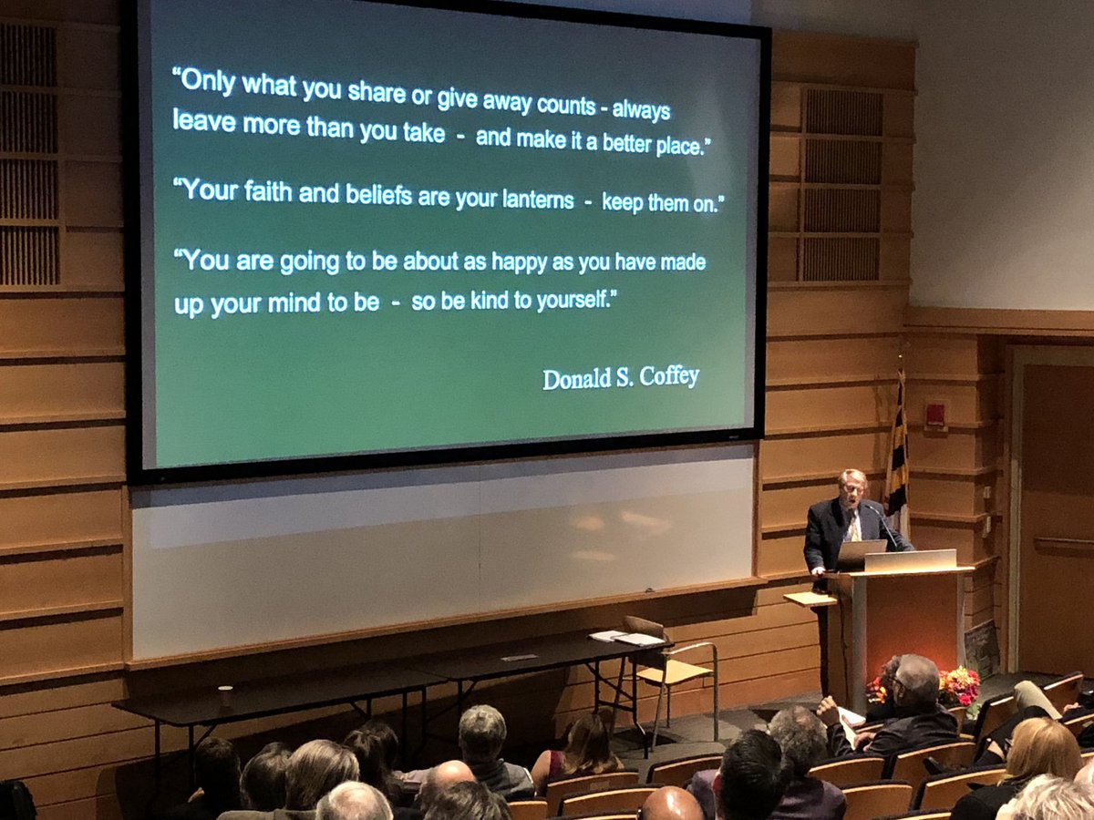 criley_md's tweet photo. "Only what you share or give away counts - always leave more than you take - and make it a better place".
Remembering giant scientist, researcher, teacher, mentor #Coffeyproud #DonaldCoffey #OTD
Talk by amazing mentor, researcher, scientist, role model #DrJohnIsaacs #Grateful https://t.co/UmYAN6Qg7U