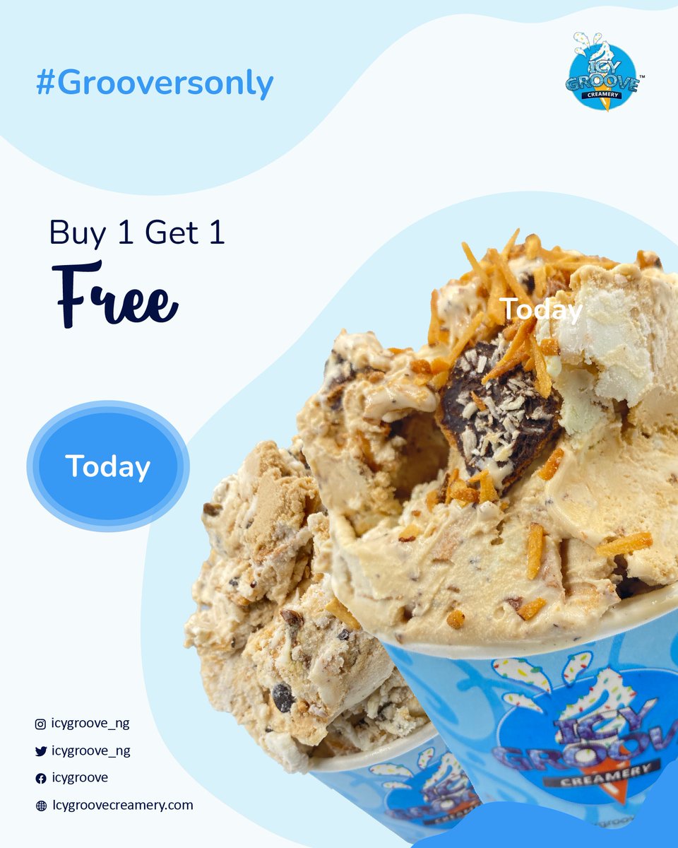 IcyGroove_ng's tweet photo. Hello Groovers! What’s your plan for today? Whatever plans you have today, schedule to come and get your own Groovy Goodness
Cos when you buy 1 Cup of Ice Cream,you get another cup FREE.
Available only @
❄️Hollygroove PH
#icygroove #icecream #gelato #grooversonly https://t.co/IMFdfKy3cx