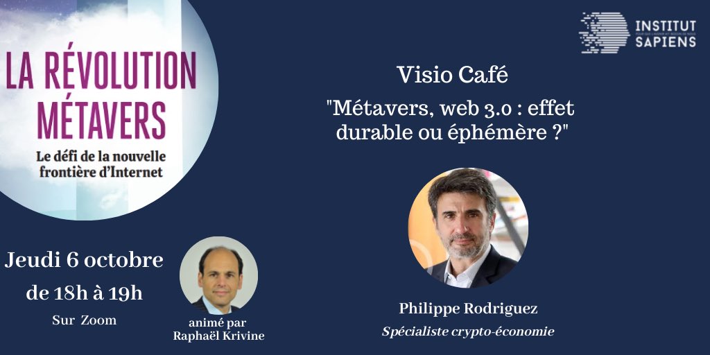 Instit_Sapiens's tweet photo. L’échange passionnant entre @philrod, auteur de La révolution #métavers, et @RKrivine est maintenant disponible en replay sur notre chaîne YouTube 
👉🏼 https://t.co/hFAq0HVpaG https://t.co/CjocEQLpbQ