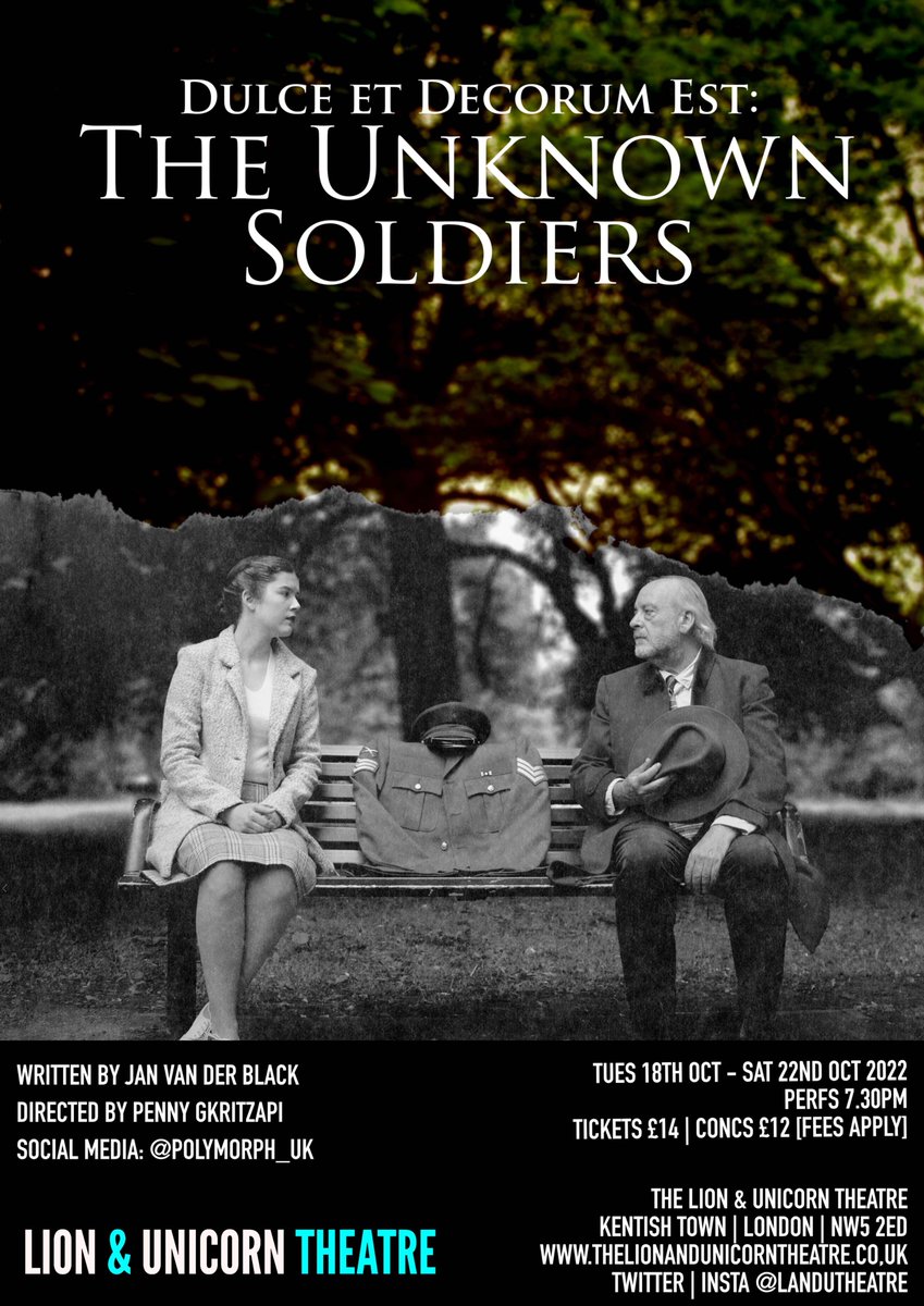 Sheltering from an air raid in 1941 Tommy and Ellen's lives change for ever.

Two strangers. Two World Wars. One incredible connection in hope.
#LandUTheatre #Polymorph_uk

Lion &amp; Unicorn Theatre, 18-22 October
thelionandunicorntheatre.com/whats-on