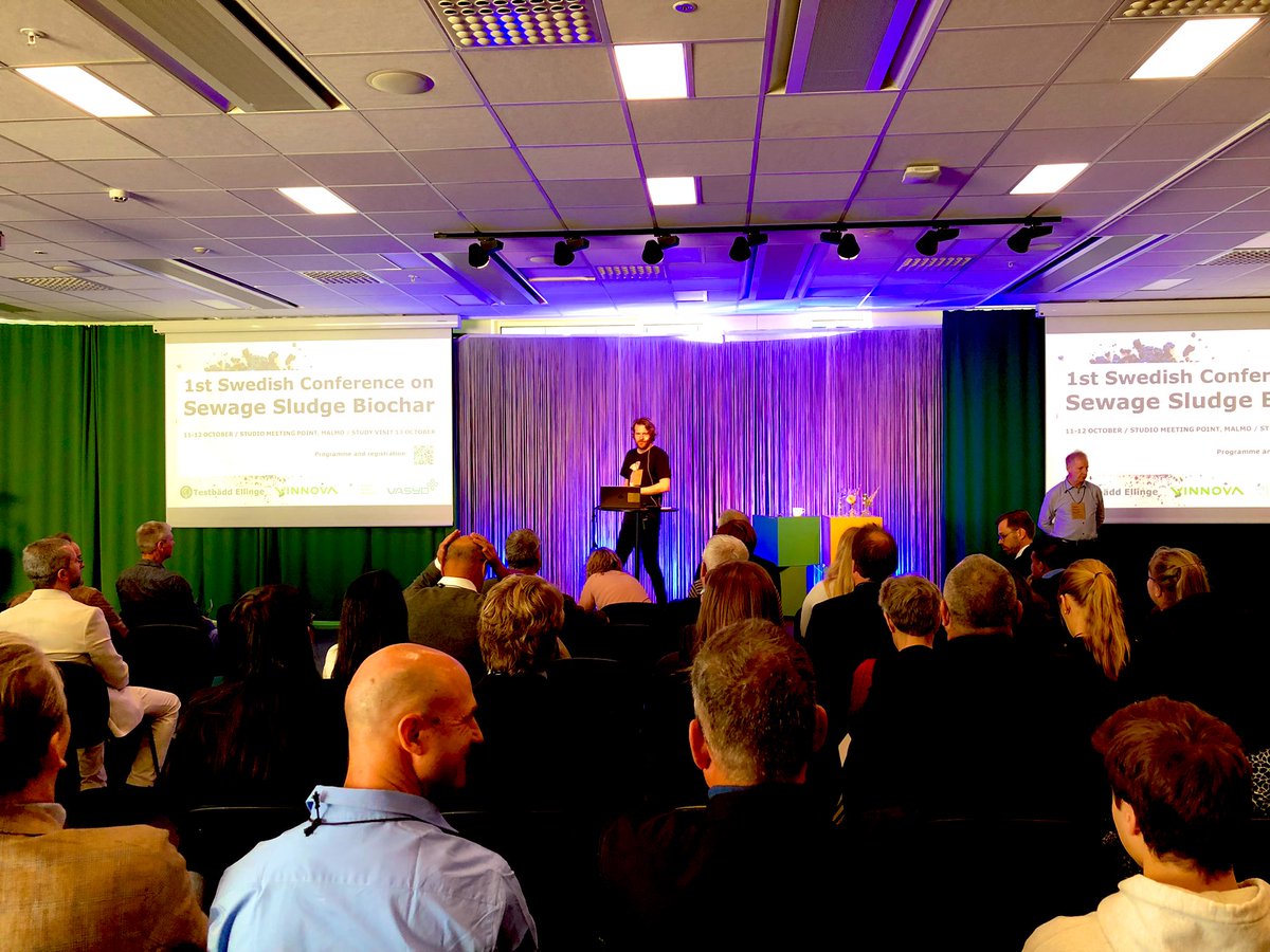 The 1st Swedish Conference on Sewage Sludge Biochar is on! Two days about sewage sludge pyrolysis and sludge biochar characterisation and applications. <a href="/DrKolfot/">David Gustavsson</a> <a href="/HenrikAspegren/">Henrik Aspegren</a> <a href="/VASYD/">VA SYD</a>
