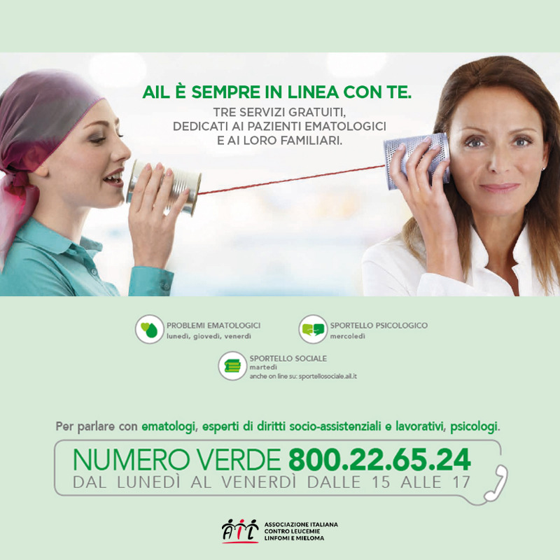 AIL_ets's tweet photo. 📞🗨 Anche per il 2023 continua il #NumeroVerdeAIL 800226524 per pazienti e caregiver attivo dal lunedì al venerdì dalle 15 alle 17.

In linea si alterneranno un ematologo, uno psicologo e un esperto di diritto del lavoro e agevolazioni sociali.

Scopri il calendario qui ⤵