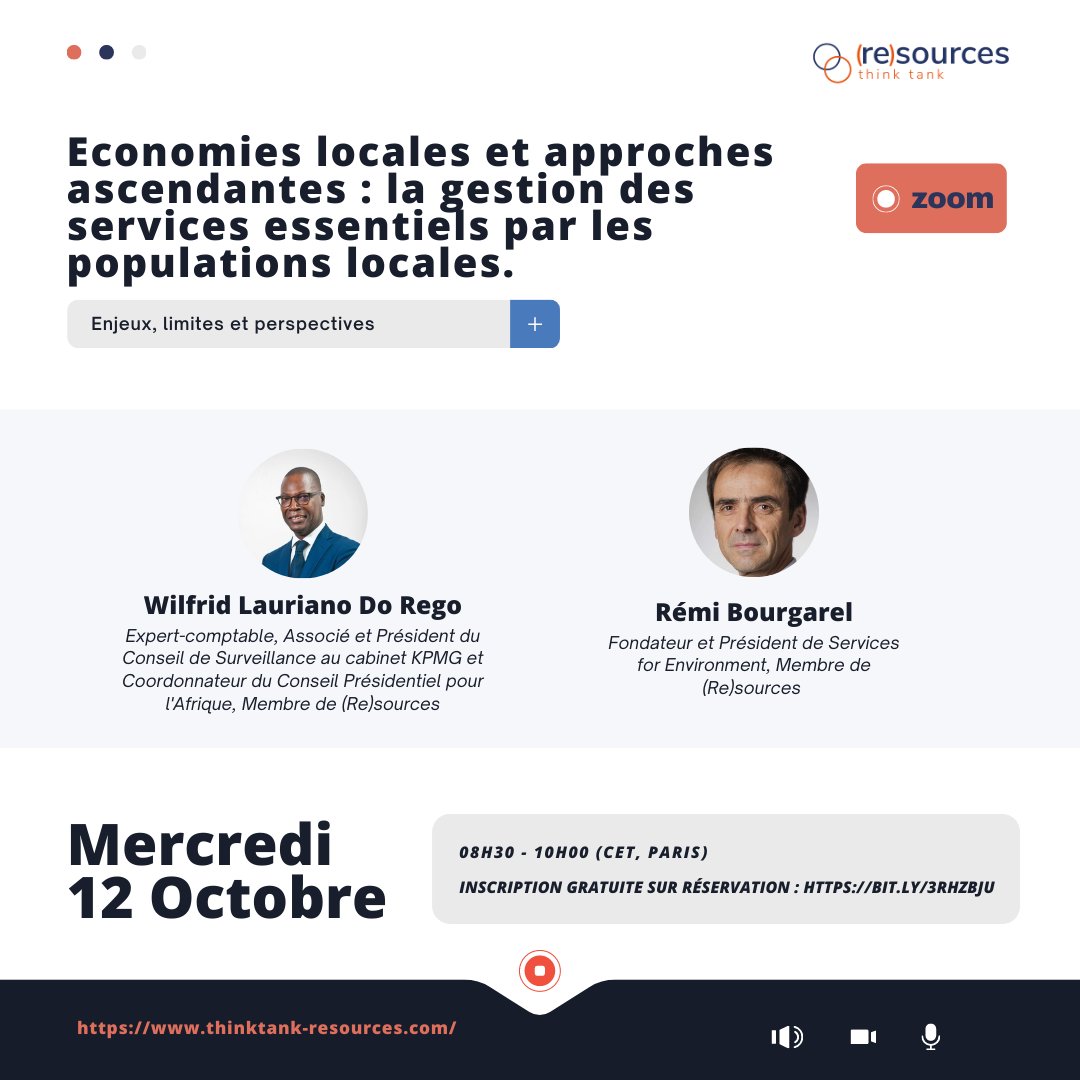 Think Tank Resources (@resources_think) on Twitter photo 💡Comment (re)penser la #gouvernance des #services essentiels ? Ne manquez pas notre atelier-conférence, demain à 08h30 (CET, Paris), avec <a href="/wlaurianodorego/">Lauriano do Rego Wilfrid</a> et <a href="/RemiBourgarel/">Rémi Bourgarel</a>.
👉 Inscrivez-vous ici : lnkd.in/eBjKVezA
#FetedelaScience #FDS2022 💡Comment (re)penser la #gouvernance des #services essentiels ? Ne manquez pas notre atelier-conférence, demain à 08h30 (CET, Paris), avec <a href="/wlaurianodorego/">Lauriano do Rego Wilfrid</a> et <a href="/RemiBourgarel/">Rémi Bourgarel</a>.
👉 Inscrivez-vous ici : lnkd.in/eBjKVezA
#FetedelaScience #FDS2022