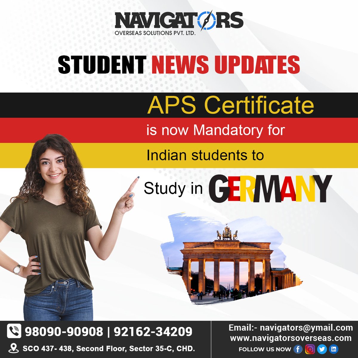 Navigatorsos's tweet photo. APS Certificate is now Mandatory for Indian students to Study in Germany.
Detailed information is available at https://t.co/4kDL2hQybn
#germany #GermanyNews #studentvisaupdate #newsupdates #ImmigratetoGermany #NavigatorsOverseas #germanembassy #VFS #VFSGLOBAL #apscertificate https://t.co/7pE4uXCAjA