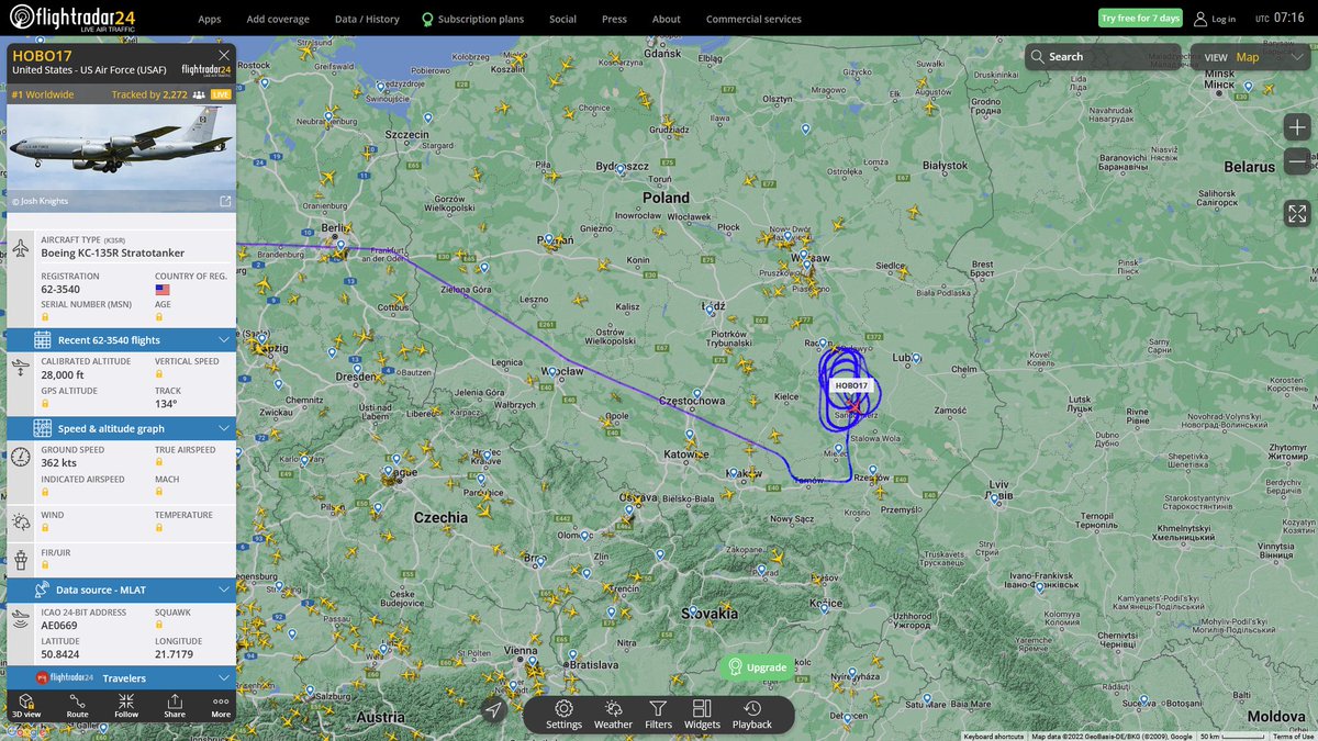 AIYeyENGDdJkjTr's tweet photo. Oct. 11, 2022
#RAF Mildenhall #Świętokrzyskie Voivodeship, Poland
#HOBO17 #AE0669 USAF KC-135R Stratotanker https://t.co/4EWDU3cBT3