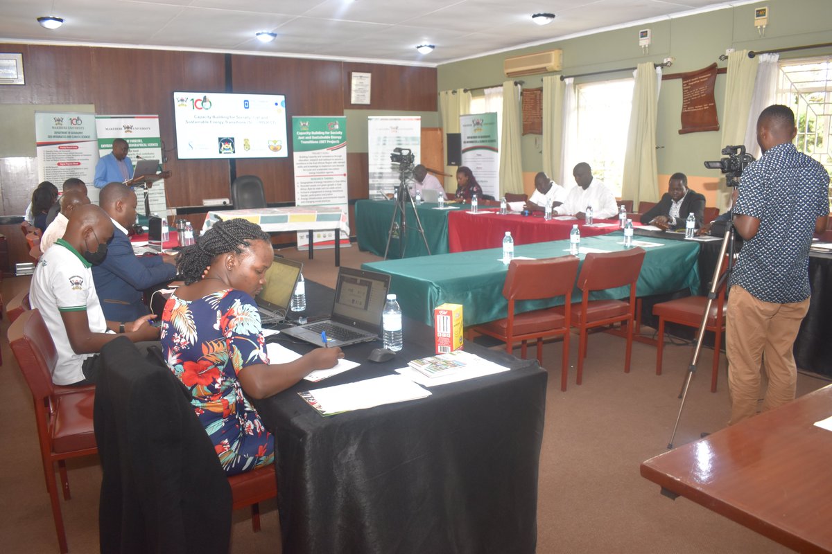 MakCAES's tweet photo. Happening Now @MakCAES : Graduate students research seminar under the SET Project (Capacity Building for Socially Just and Sustainable Energy Transitions), a NORHED II-funded project under the Department of Geography, Geoinformatics &amp; Climatic Sciences. @MakerereNews @fmugagga https://t.co/JeD2m0UTe3