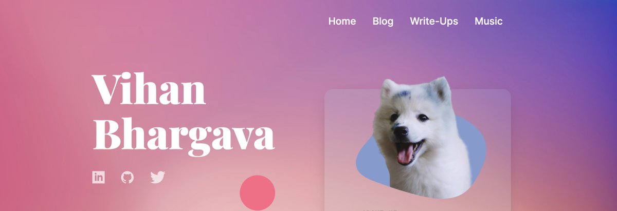 vihanbh's tweet photo. It's 2022 which means I can just change my website to use a mesh gradient and call it a day right ?? https://t.co/SDBxP1EfEx