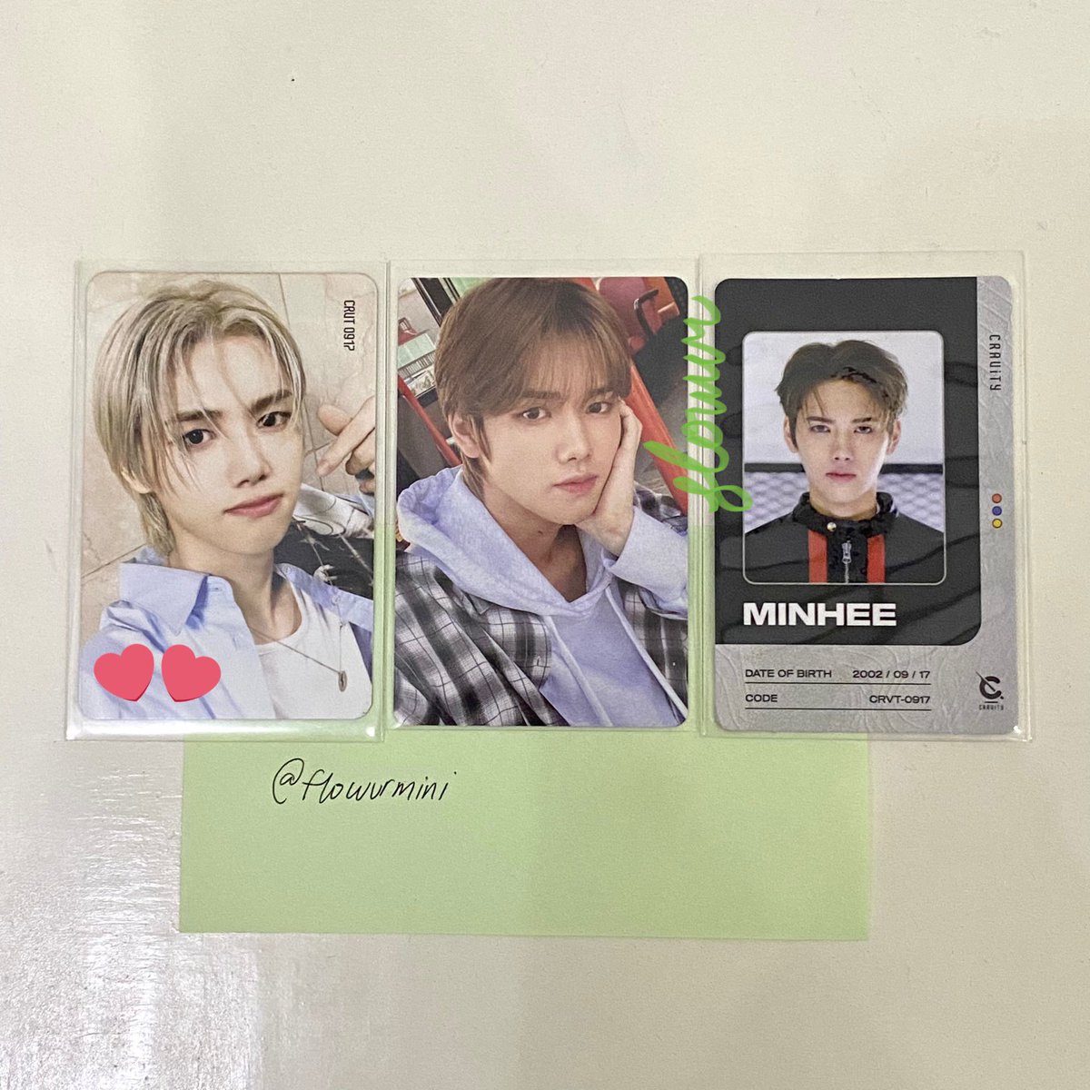 flowurmini's tweet photo. wts lfb kang minhee photocards ph

with 💗 = has pc holder dent

set = ₱300 (₱280 payo)

all are in mint condi except with 💗 (open thread to see), can send more pics/proof thru dm ! 🫶 

# cravity ph x1 mini 
mop: gcash
mod: sco j&amp;t / ggx https://t.co/361BRyD4fM