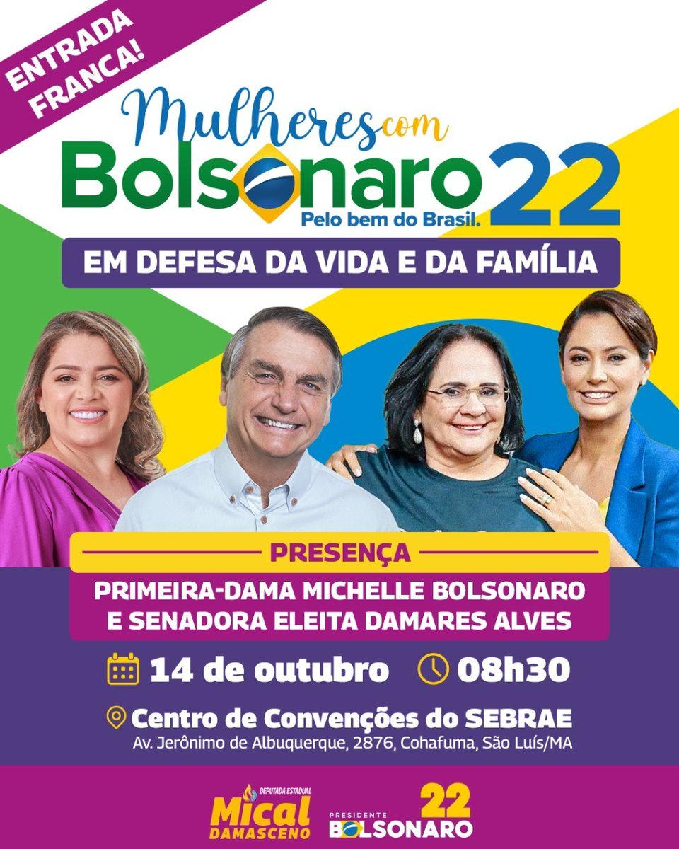 micaldamasceno's tweet photo. 🔥Forme sua caravana. Vamos juntos pelo bem do Brasil.
A Deus seja a Glória.
#povodedeus #maranhão #deus #pátria #família #tocombolsonaro #bolsonaropresidente #micalénecessaria #mulherescombolsonaro https://t.co/8lE55xJLNb