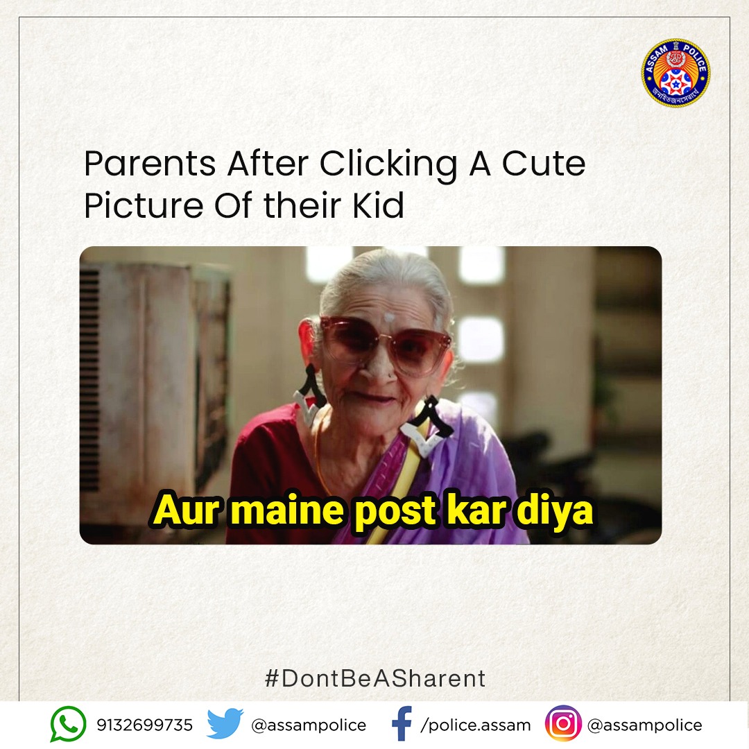 assampolice's tweet photo. Not every picture of your child needs to go on Social Media.

Respect your child's privacy and stop being a Sharent. 

#DontBeASharent https://t.co/qwA2f3y3Rv