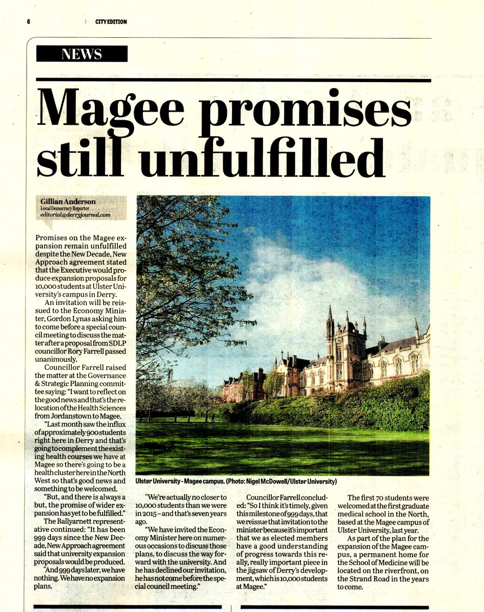 Train wreck interview from UU on <a href="/BBCRadioFoyle/">BBC Radio Foyle</a> this morning, trying to explain away why they can't increase numbers in Derry to more than 6000. Peddling the old lie 'students are free to go where they want'. Not if you starve the campus of resources and courses for decades. 1/3