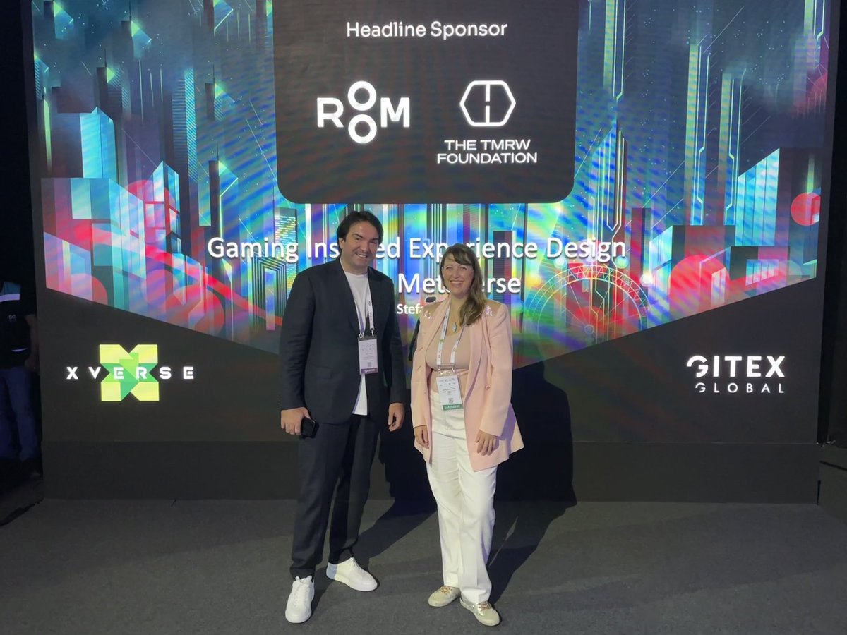 The TMRW Foundation (@tmrwfoundation) on Twitter photo Happening Now: <a href="/RealtimeCevat/">Cevat Yerli</a> & <a href="/nanou_/">Stefanie Palomino</a> take the stage to present the keynote "Gaming Inspired Experience Design for the Metaverse" on the <a href="/GITEX_GLOBAL/">GITEX GLOBAL</a> #Xverse Stage. Come by and join us! #GitexGlobal #Xverse #Room3D #GitexGlobal2022 #Metaverse #Gaming <a href="/room3dcom/">ROOM</a> #TMRWfoundation Happening Now: <a href="/RealtimeCevat/">Cevat Yerli</a> & <a href="/nanou_/">Stefanie Palomino</a> take the stage to present the keynote "Gaming Inspired Experience Design for the Metaverse" on the <a href="/GITEX_GLOBAL/">GITEX GLOBAL</a> #Xverse Stage. Come by and join us! #GitexGlobal #Xverse #Room3D #GitexGlobal2022 #Metaverse #Gaming <a href="/room3dcom/">ROOM</a> #TMRWfoundation