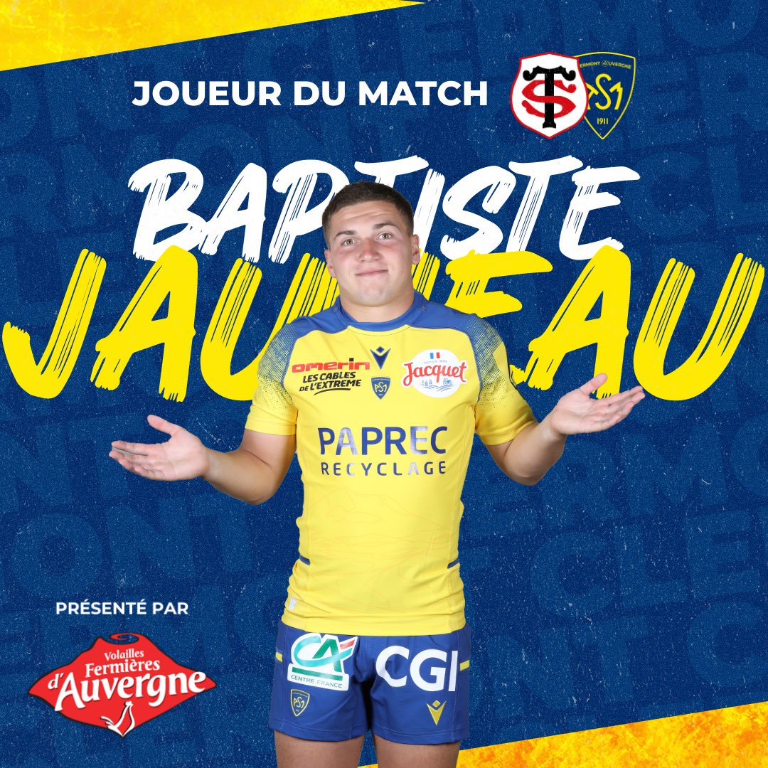 ASMOfficiel's tweet photo. #JoueurduMatch 🏉 présenté par les @VolaillesAuv 🐓 Cette semaine, vous êtes près de 5️⃣5️⃣% à choisir Baptiste Jauneau comme joueur du match #STASM
#YellowArmy 💛💙 https://t.co/8jVvtEyncK