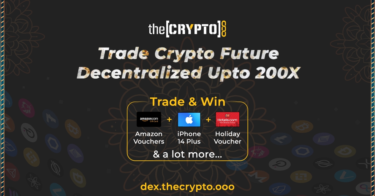 Thecryptoooo's tweet photo. Trade #Crypto Future Decentralized up-to 200X Leverage and get rewards!

🧧Amazon Vouchers
📱iPhone 14 Plus
🏨Holiday Vouchers
&amp; a lot more...

🌐https://t.co/TEEn0NF2Jv

#cryptocurrencies #Cryptocurency #cryptotrading https://t.co/cXyH1IQrsL