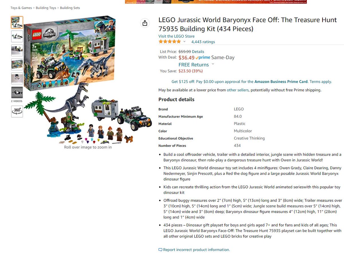 Amazon Lego Jurassic World Baryonyx Face Off The Treasure Hunt Building Kit 434 Pieces 36 49 T Co Etcsattadl T Co 5yxy4z5x6m Twitter