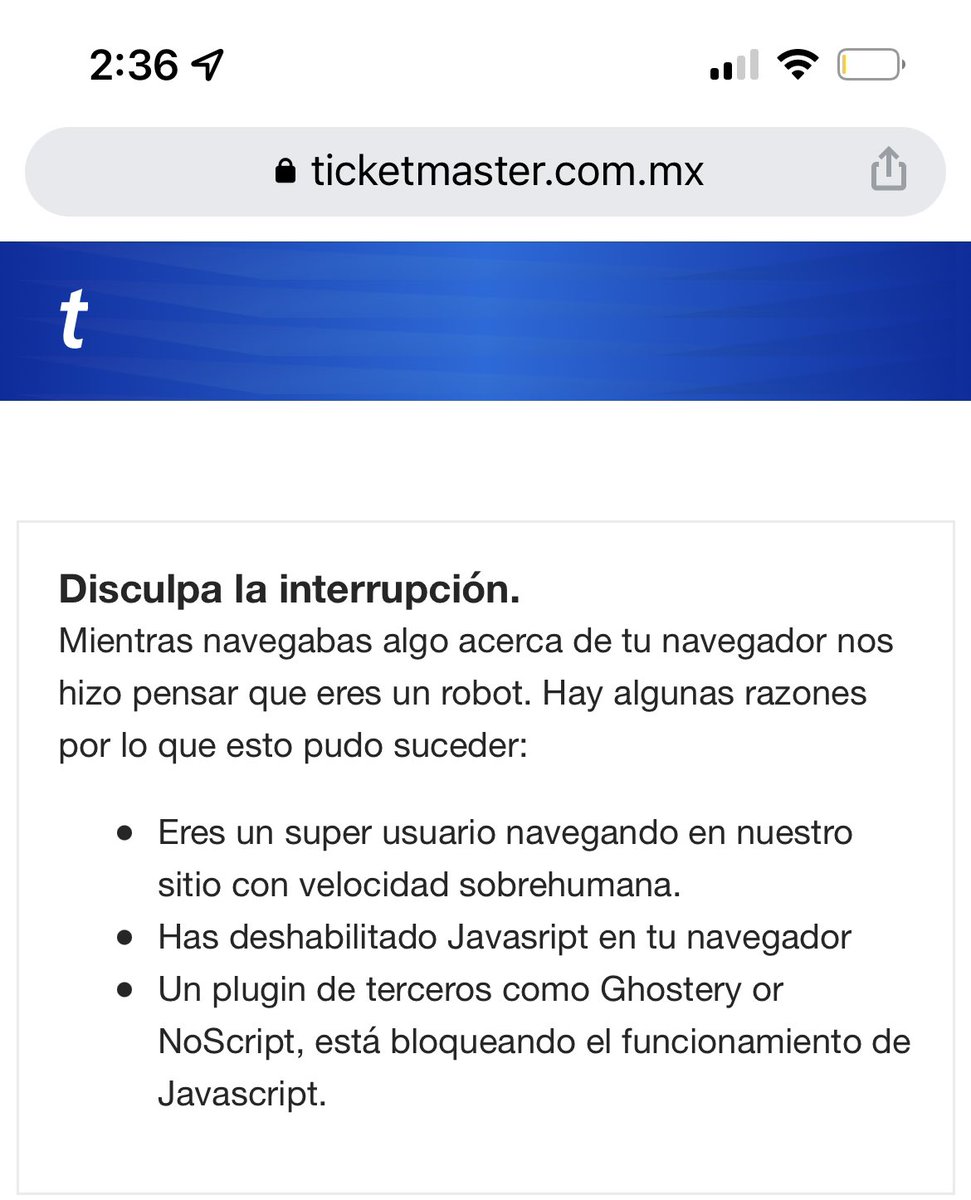 adrytac's tweet photo. @Ticketmaster_Me  que está pasando con mi cuenta? Después de tanto quejarme por la devolución de boletos, decidiste bloquearla? https://t.co/Xjq7BX4PFj