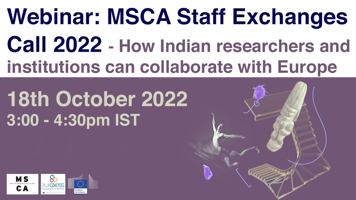 EuraxessIndia's tweet photo. Do you want to amplify your organisation's #innovation capacity?🇪🇺🌏

Join our #MSCA Staff exchanges Call 2022 #webinar and learn how Indian #researchers and institutions can collaborate with #Europe!🇮🇳🔁🇪🇺

Read more here and register now ➡️ https://t.co/LCOvdxrPxv https://t.co/TZfZJrqTQ2