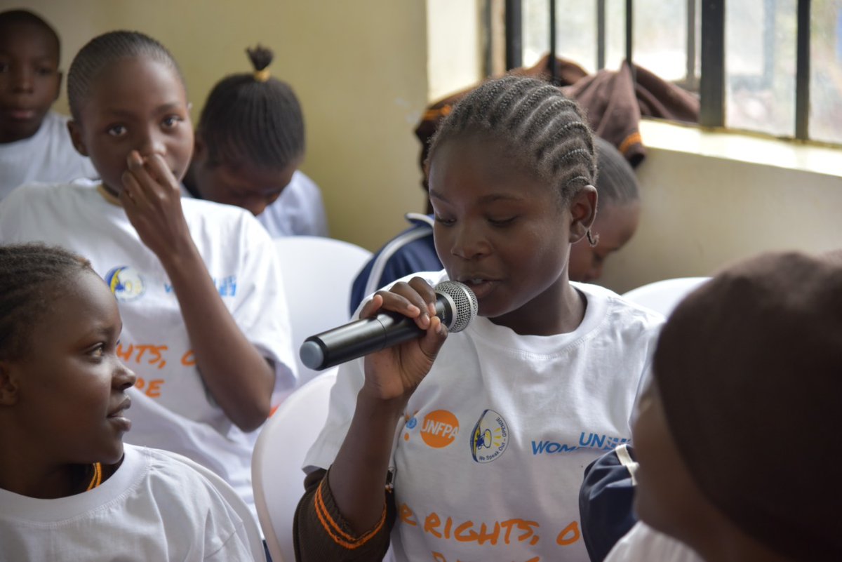 unwomenkenya's tweet photo. 🎙Girls and boys in Kibera have a voice, &amp; their ask on #IDGC2022 is loud and clear:

✅️ a right to learn 
✅️a right to privacy
🛑0 FGM
🛑No more sexual violence

#GenerationEquality
@CanHCKenya
@nadia_abdalla_ 
@UNFPAKen 
@polycomdev 
@CREAWKenya https://t.co/sdh1PGmrY1