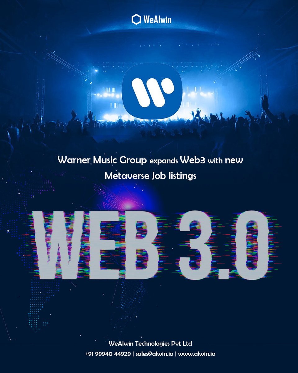 AlwinTechnology's tweet photo. Breaking🤩 News:👇
                Warner Music Group unveiled the new job roles for its #metaverse expansion, exploding the metaverse market.

Visit us: https://t.co/sC1SjJimDU

Follow: @AlwinTechnology 

#wealwin #web3 #warnermusic #warner #warnermusicgroup  #metaversejob #job https://t.co/mQHD9i5GNt