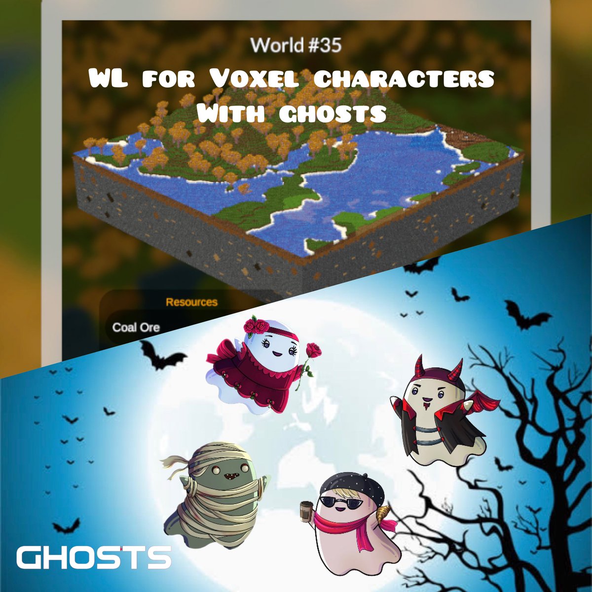 Samukirpg's tweet image. For each ghost 👻 NFT you will receive WL for our Voxel world characters mint.🔥👻🔥 #NFTMint #NFT ghosts.samuki.vip