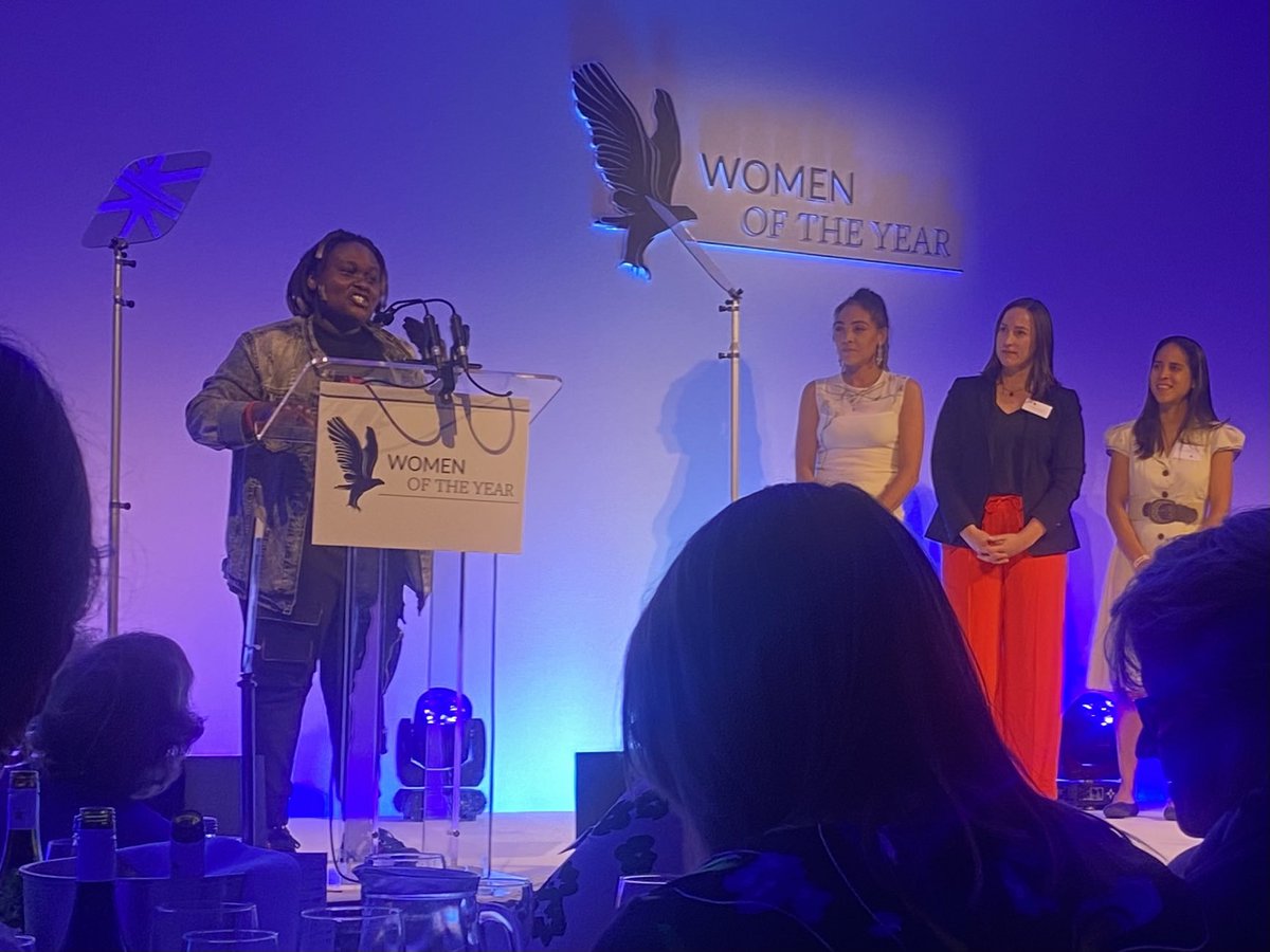 The ⁦@womenofyear⁩ lunch so inspiring yesterday… here Nzambi Matee, mechanical engineer and inventor, accepts her award for developing bricks stronger than concrete from recycled plastic, these are the kind of magical ideas we need #invention #imagination #environment