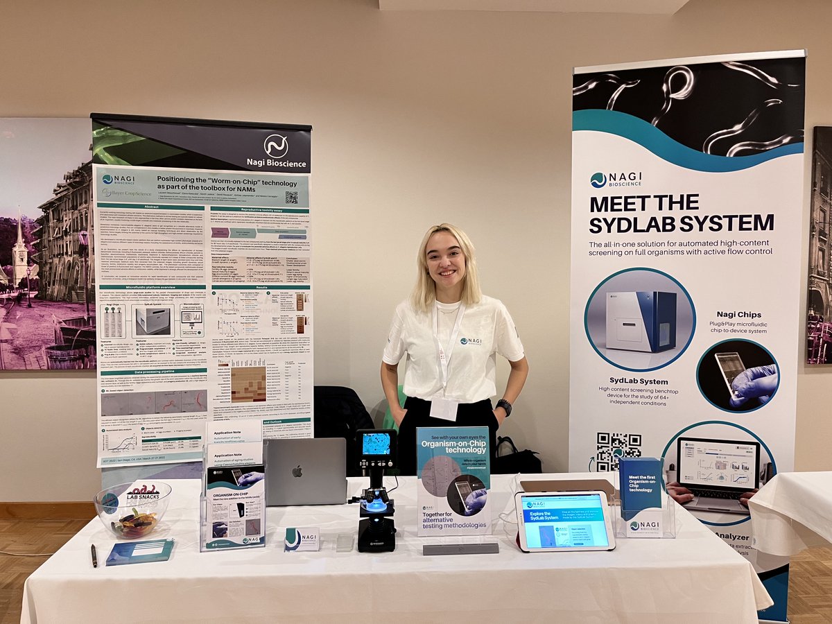 Nagi is here! Pass by our #booth at the #Swiss3RsDay and discover our innovative #3Rs tests methods. The catchy part? It's all in one device! 
Together for alternative testing methodologies #inwormwetrust 🪱 @Swiss3RCC 

#Celegans #biotech #toxicology #drugdevelopment #NAMs