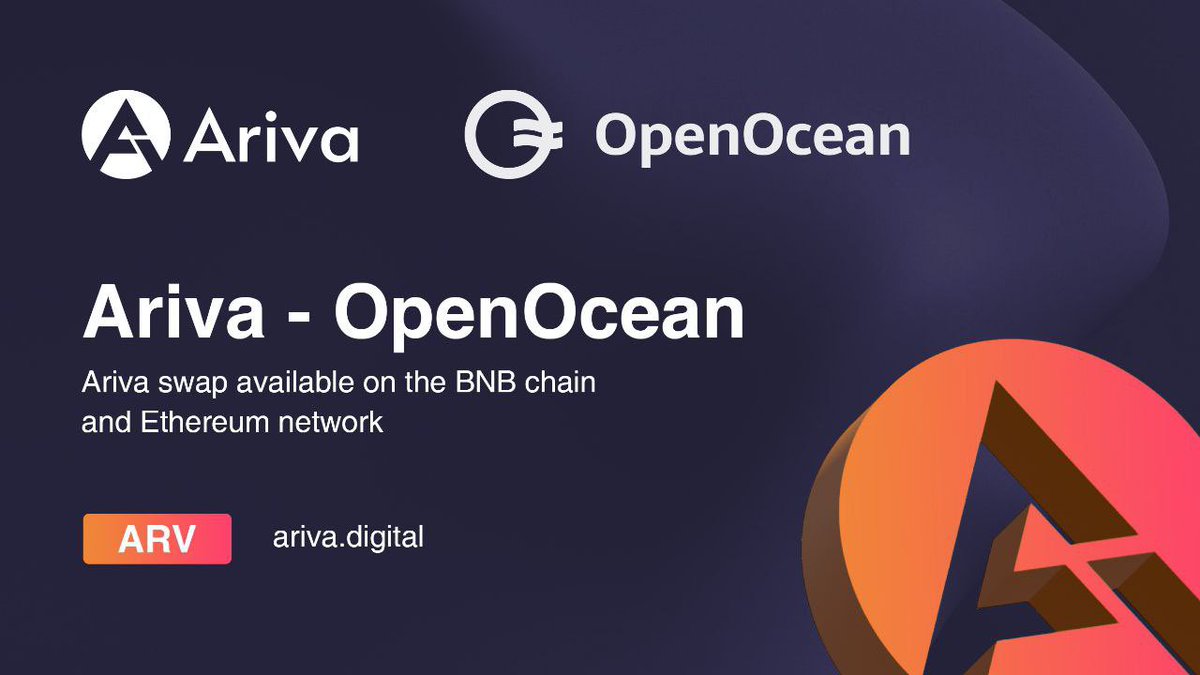 #Ariva swap available at <a href="/OpenOceanGlobal/">OpenOcean - An EVM + Solana DeFi Aggregator</a> on #BNBChain and #Ethereum

#OpenOcean aggregates the most DEXes and blockchains, empowering the users to swap at the best rate with the lowest cost.

app.openocean.finance/CLASSIC#/BSC/B…

app.openocean.finance/CLASSIC#/ETH/E…