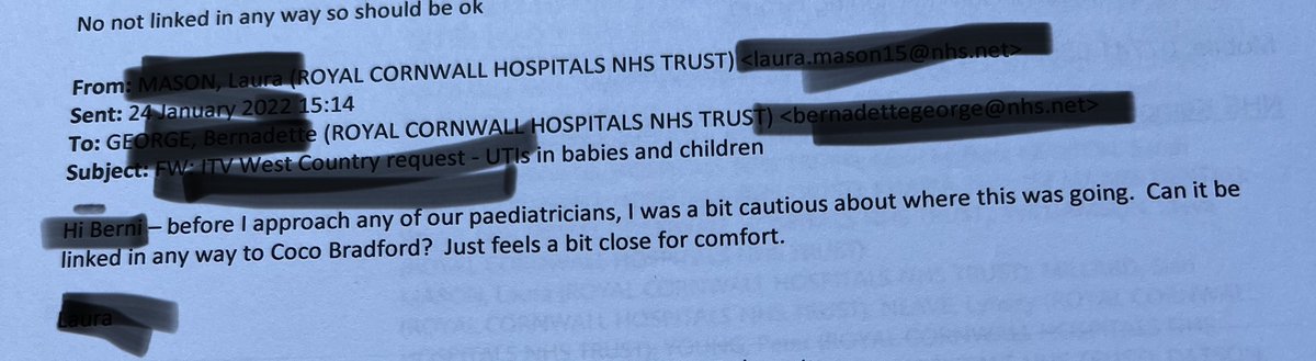 JusticeForCoco's tweet photo. This is an email sent internally from RCHT to one of their directors AFTER #justiceforcocorosebradford inquest. It, in essence, refers to Sepsis. Why would that matter if, apparently, Coco didn’t have Sepsis (she did) Thoughts? This is one of many similar emails! #coverup https://t.co/kzXiHIWIY4