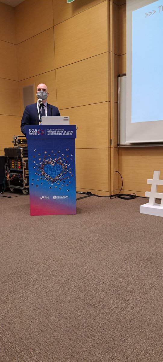 BlindUnion's tweet photo. We are in #Daejeon for the #UCLGCongress talking to municipal leaders, policy makers,&amp; civil society about the importance of #a11y in urban development. We kicked things off with a session on accessibility &amp; governance including a presentation on Accessibility Go! https://t.co/ku2mWSEkxR